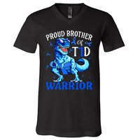 Type 1 Diabetes  Proud Brother Of A T1D Warrior V-Neck T-Shirt