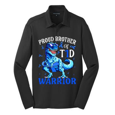 Type 1 Diabetes  Proud Brother Of A T1D Warrior Silk Touch Performance Long Sleeve Polo