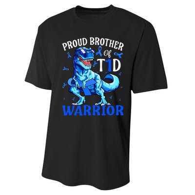 Type 1 Diabetes  Proud Brother Of A T1D Warrior Performance Sprint T-Shirt