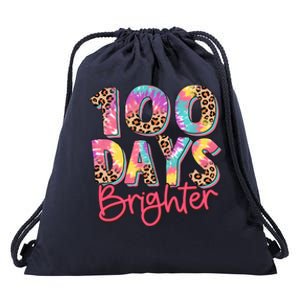 Teacher 100 Days Brighter Drawstring Bag