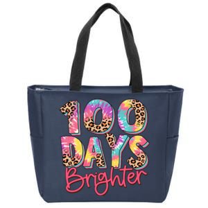 Teacher 100 Days Brighter Zip Tote Bag