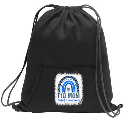 Type 1 Diabetes T1D Mom Diabetes Awareness Leopard Rainbow Sweatshirt Cinch Pack Bag