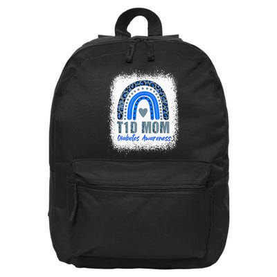 Type 1 Diabetes T1D Mom Diabetes Awareness Leopard Rainbow 16 in Basic Backpack