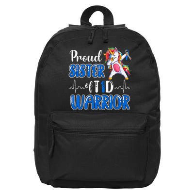 Type 1 Diabetes  Proud Sister Of A T1D Warrior 16 in Basic Backpack