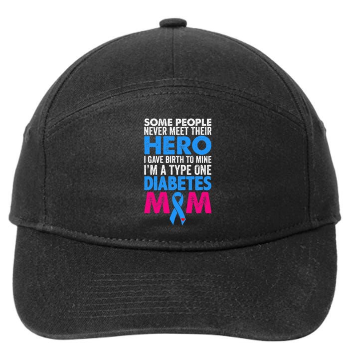 Type 1 Diabetes Mom Mother T1D Diabetic Awareness  Gift 7-Panel Snapback Hat