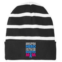 Type 1 Diabetes Mom Mother T1D Diabetic Awareness  Gift Striped Beanie with Solid Band