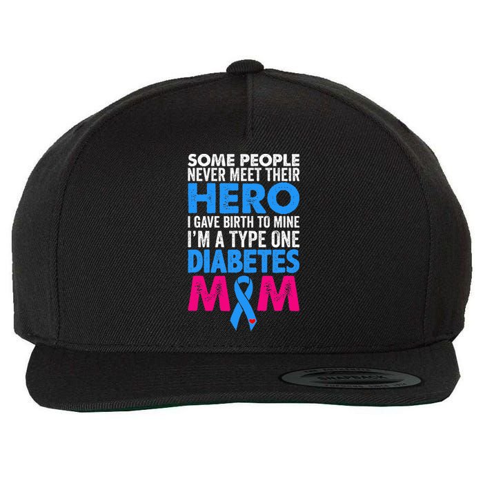 Type 1 Diabetes Mom Mother T1D Diabetic Awareness  Gift Wool Snapback Cap