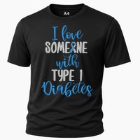 Type 1 Diabetes Love Juvenile Diabetes Blue Awareness Ribbon Cooling Performance Crew T-Shirt