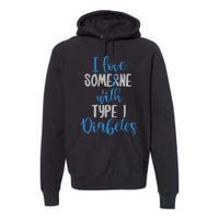 Type 1 Diabetes Love Juvenile Diabetes Blue Awareness Ribbon Premium Hoodie