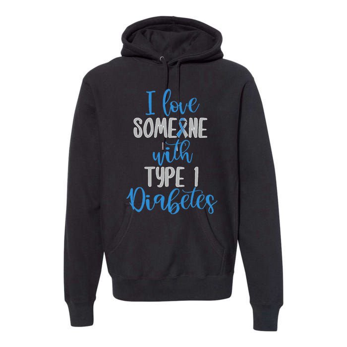 Type 1 Diabetes Love Juvenile Diabetes Blue Awareness Ribbon Premium Hoodie