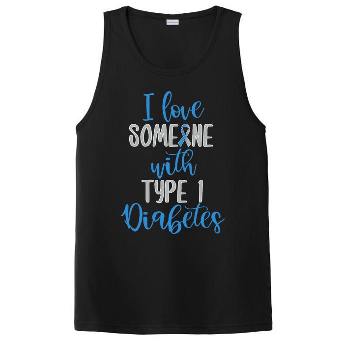 Type 1 Diabetes Love Juvenile Diabetes Blue Awareness Ribbon PosiCharge Competitor Tank