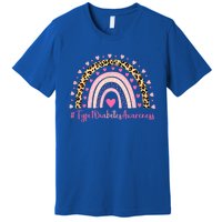 Type 1 Diabetes Awareness Pink Heart Leopard Rainbow Type 1 Funny Gift Premium T-Shirt