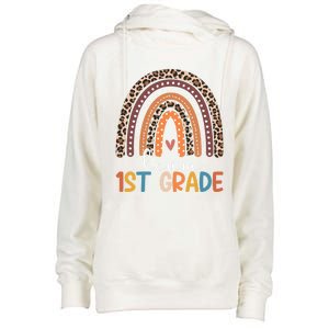 Team 1St Grade Teacher Rainbow Leopard First Grade Gift Womens Funnel Neck Pullover Hood