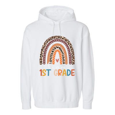 Team 1St Grade Teacher Rainbow Leopard First Grade Gift Garment-Dyed Fleece Hoodie