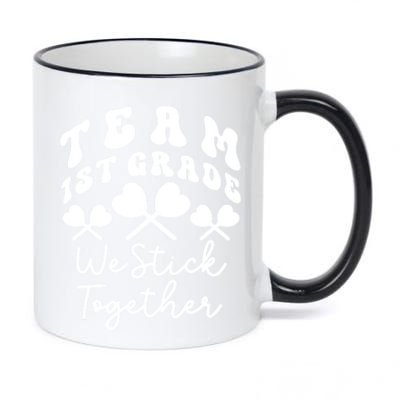 Team 1st Grade We Stick Together First Teacher Heart Sucker Great Gift 11oz Black Color Changing Mug