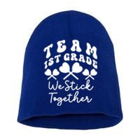 Team 1st Grade We Stick Together First Teacher Heart Sucker Great Gift Short Acrylic Beanie