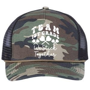 Team 1st Grade We Stick Together First Teacher Heart Sucker Great Gift Retro Rope Trucker Hat Cap