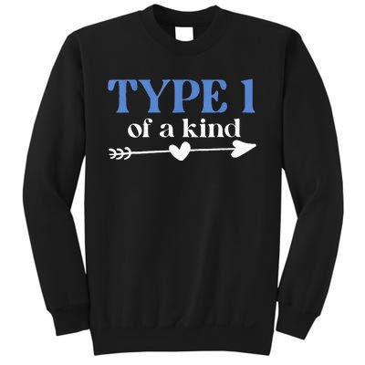 Type 1 Of A Kind T1D Warrior Diabetes Awareness Blue Ribbon Sweatshirt