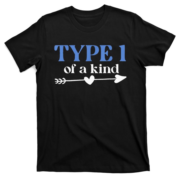 Type 1 Of A Kind T1D Warrior Diabetes Awareness Blue Ribbon T-Shirt