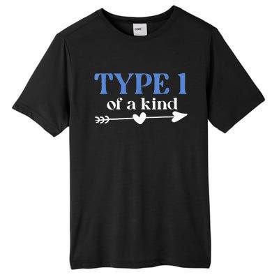 Type 1 Of A Kind T1D Warrior Diabetes Awareness Blue Ribbon Tall Fusion ChromaSoft Performance T-Shirt