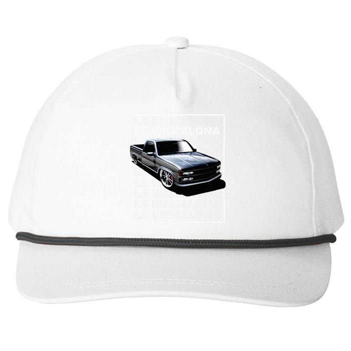 Trokiando 1990s OBS slammed low truck on big wheels art Snapback Five-Panel Rope Hat