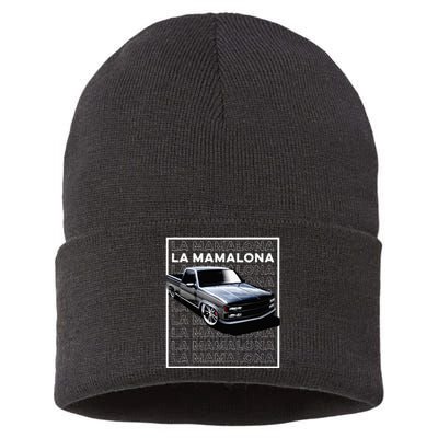 Trokiando 1990s OBS slammed low truck on big wheels art Sustainable Knit Beanie