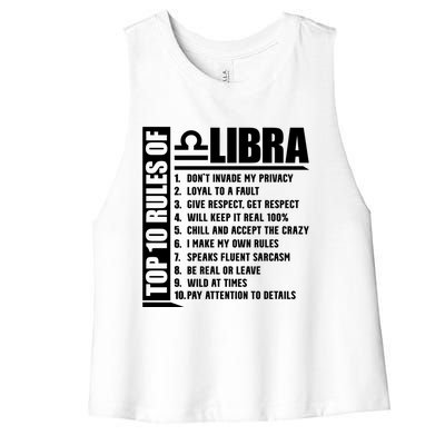 Top 10 Rules Of Libra Zodiac Sign Funny Gift Women's Racerback Cropped Tank