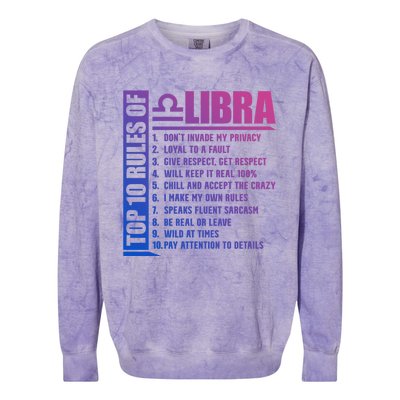 Top 10 Rules Of Libra Zodiac Sign Funny Meaningful Gift Colorblast Crewneck Sweatshirt