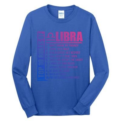 Top 10 Rules Of Libra Zodiac Sign Funny Meaningful Gift Tall Long Sleeve T-Shirt