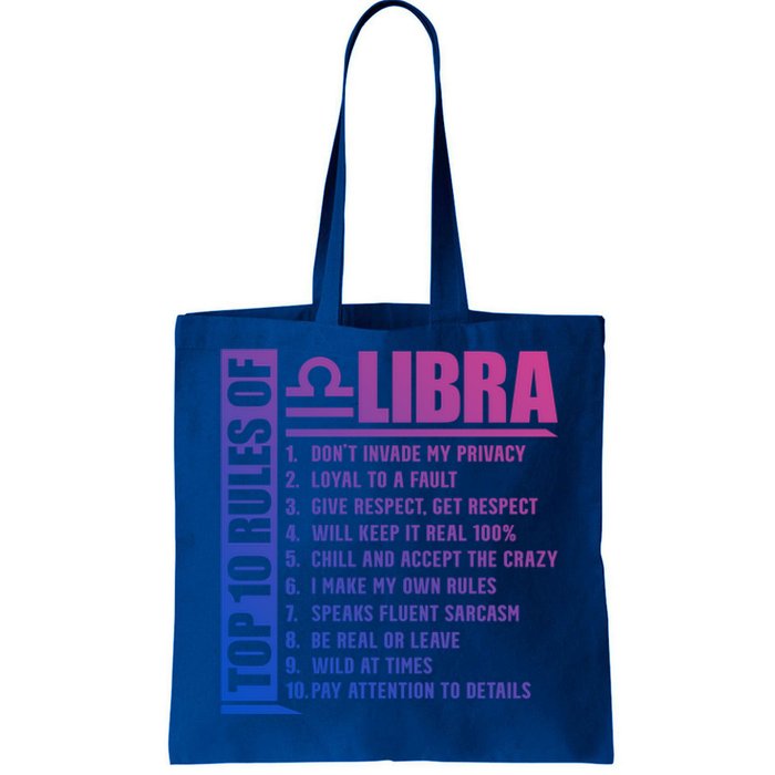 Top 10 Rules Of Libra Zodiac Sign Funny Meaningful Gift Tote Bag