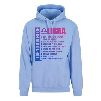 Top 10 Rules Of Libra Zodiac Sign Funny Meaningful Gift Unisex Surf Hoodie