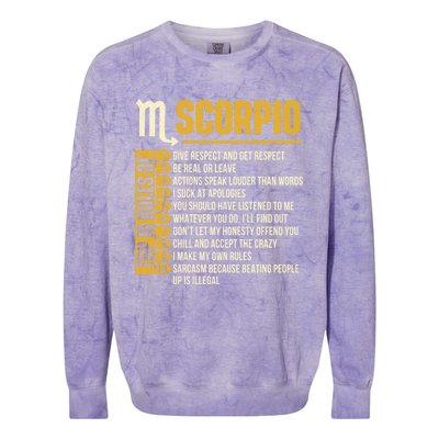 Top 10 Rules Of Scorpio Zodiac Sign Horoscope Astrology Gift Colorblast Crewneck Sweatshirt