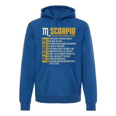 Top 10 Rules Of Scorpio Zodiac Sign Horoscope Astrology Gift Premium Hoodie