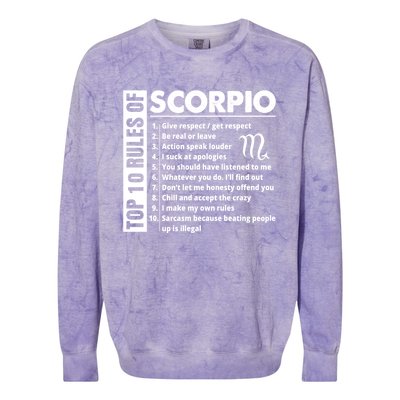 Top 10 Rules Of Scorpio October November Birthday Gift Colorblast Crewneck Sweatshirt