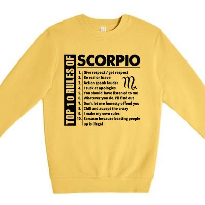 Top 10 Rules Of Scorpio October November Birthday Gift Premium Crewneck Sweatshirt