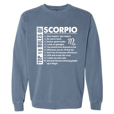 Top 10 Rules Of Scorpio October November Birthday Gift Garment-Dyed Sweatshirt