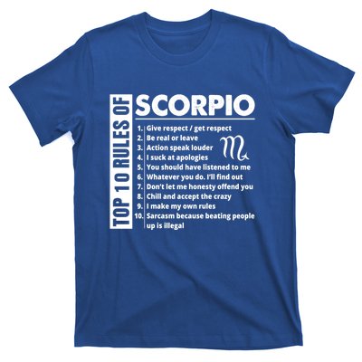 Top 10 Rules Of Scorpio October November Birthday Gift T-Shirt