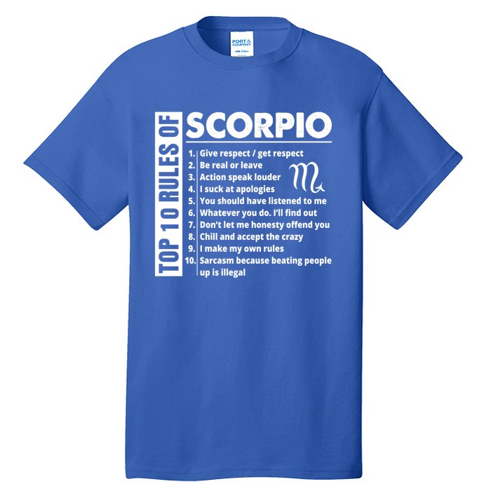 Top 10 Rules Of Scorpio October November Birthday Gift Tall T-Shirt