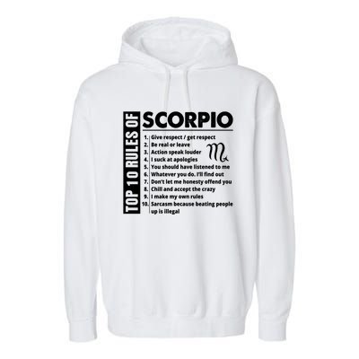 Top 10 Rules Of Scorpio October November Birthday Gift Garment-Dyed Fleece Hoodie