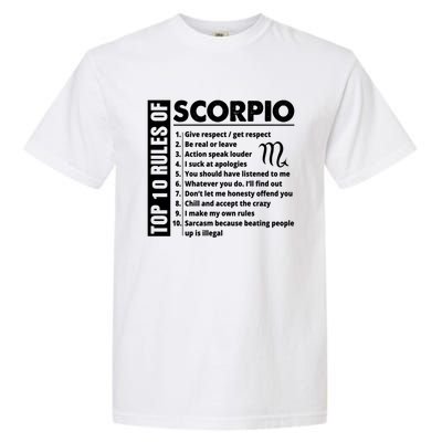 Top 10 Rules Of Scorpio October November Birthday Gift Garment-Dyed Heavyweight T-Shirt