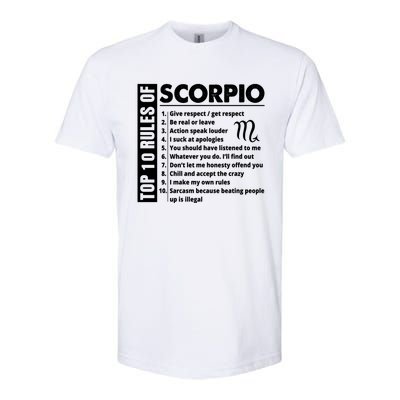 Top 10 Rules Of Scorpio October November Birthday Gift Softstyle CVC T-Shirt