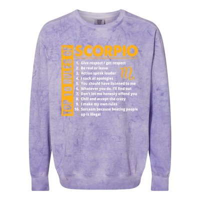 Top 10 Rules Of Scorpio October November Birthday Gift Colorblast Crewneck Sweatshirt