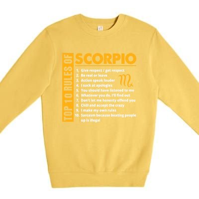 Top 10 Rules Of Scorpio October November Birthday Gift Premium Crewneck Sweatshirt