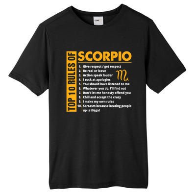 Top 10 Rules Of Scorpio October November Birthday Gift Tall Fusion ChromaSoft Performance T-Shirt