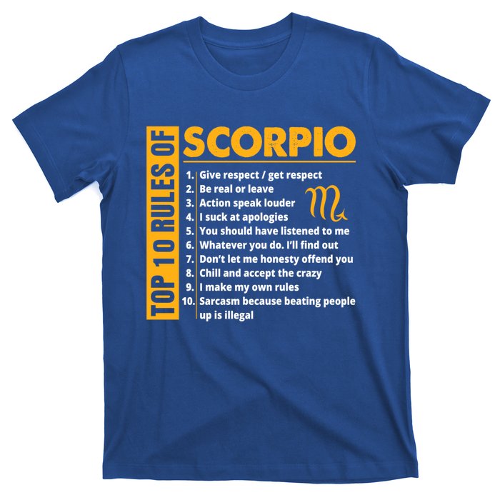 Top 10 Rules Of Scorpio October November Birthday Gift T-Shirt