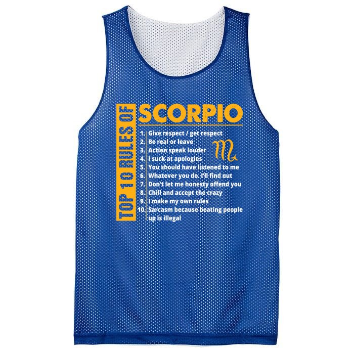 Top 10 Rules Of Scorpio October November Birthday Gift Mesh Reversible Basketball Jersey Tank