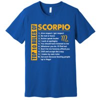 Top 10 Rules Of Scorpio October November Birthday Gift Premium T-Shirt