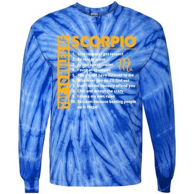 Top 10 Rules Of Scorpio October November Birthday Gift Tie-Dye Long Sleeve Shirt