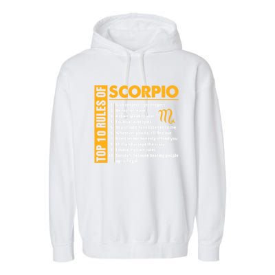 Top 10 Rules Of Scorpio October November Birthday Gift Garment-Dyed Fleece Hoodie