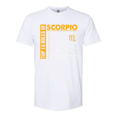 Top 10 Rules Of Scorpio October November Birthday Gift Softstyle CVC T-Shirt